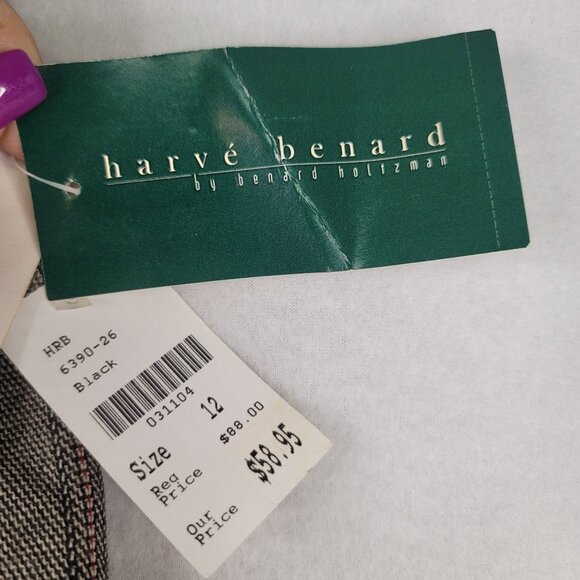 Harve Benard Lined Wool Slit Hem Cropped Pants 12 Striped Gray Professional - Picture 7 of 13